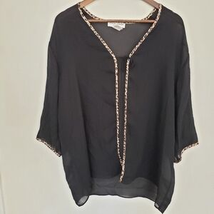 Vintage Natori Sheer Tie Front Cover-up Sheer Lrge